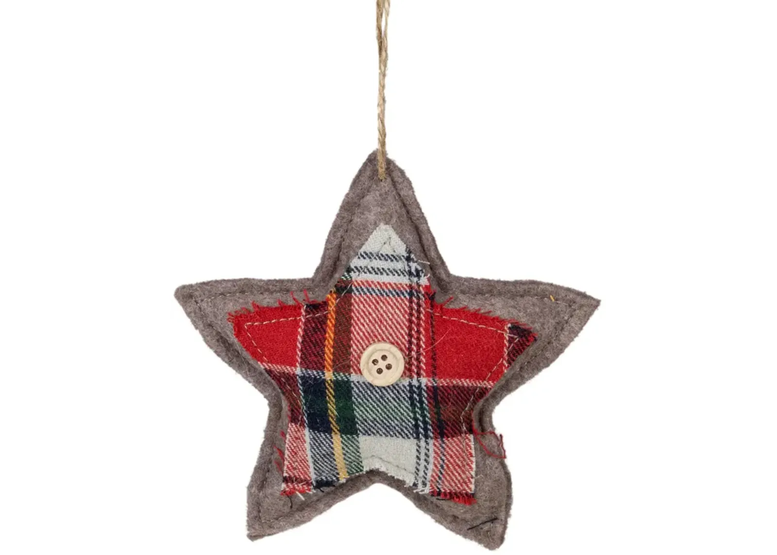 4.5" Plaid Star Shaped Plush Christmas Ornament