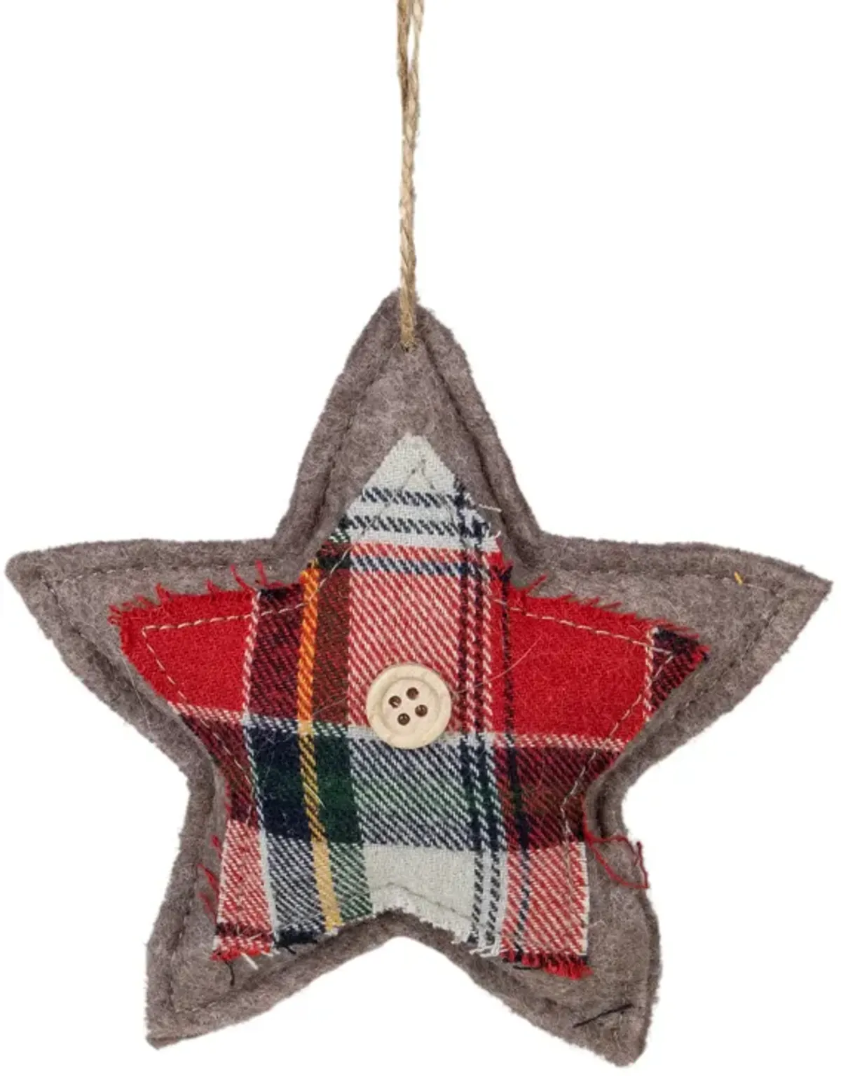 4.5" Plaid Star Shaped Plush Christmas Ornament