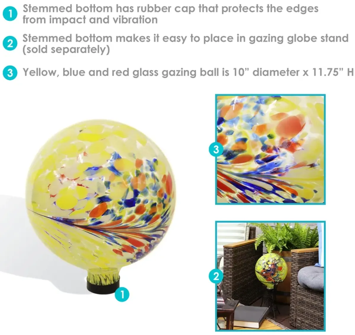 Sunnydaze Bright Summer Burst Glass Gazing Globe - 10 in - 2pk 