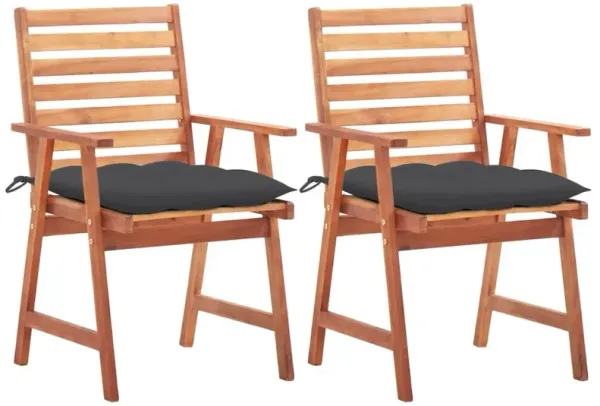 Outdoor Chair Set of 2 Natural wood Solid acacia wood Medium