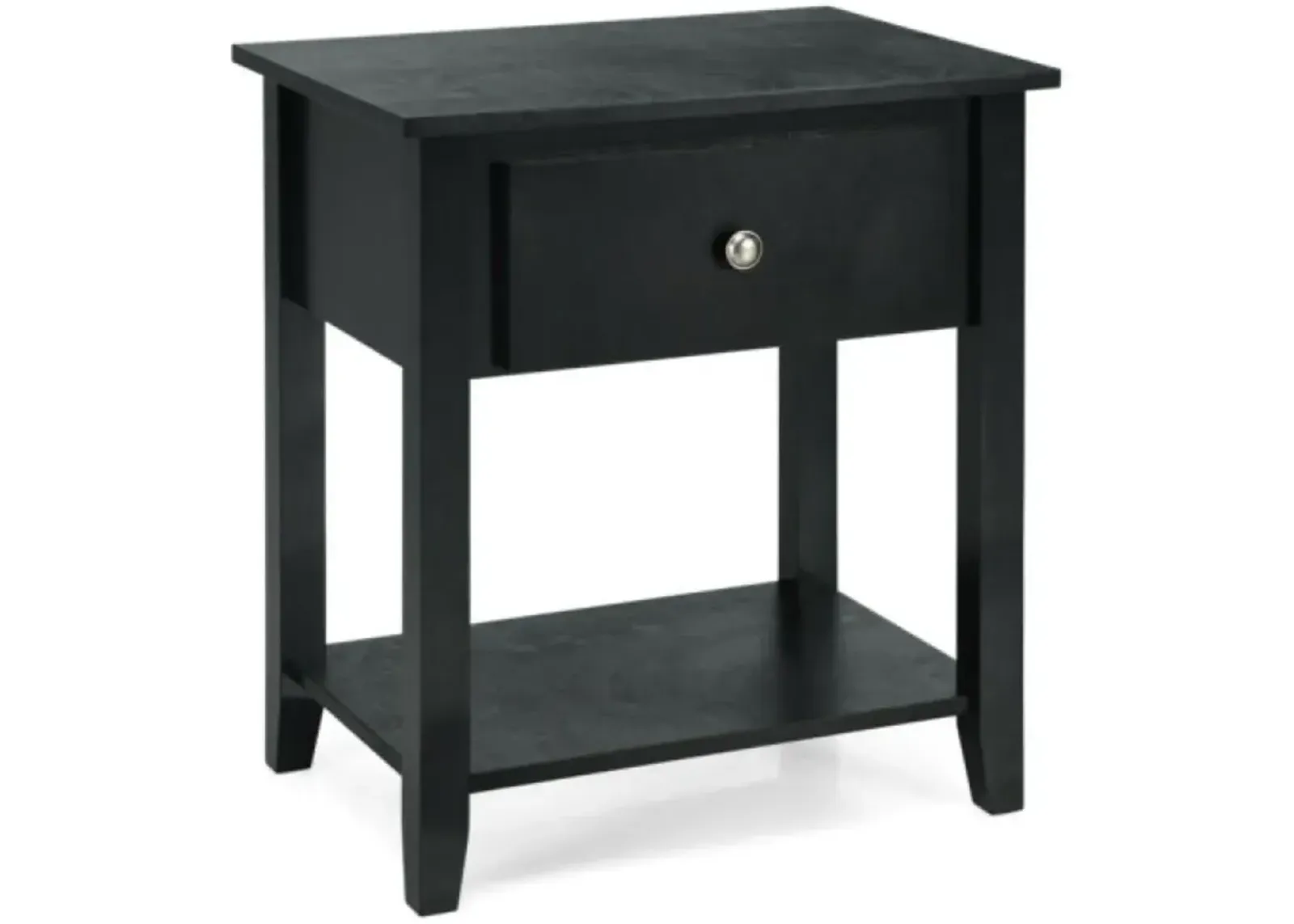 Hivvago Nightstand with Drawer and Storage Shelf for Bedroom Living Room