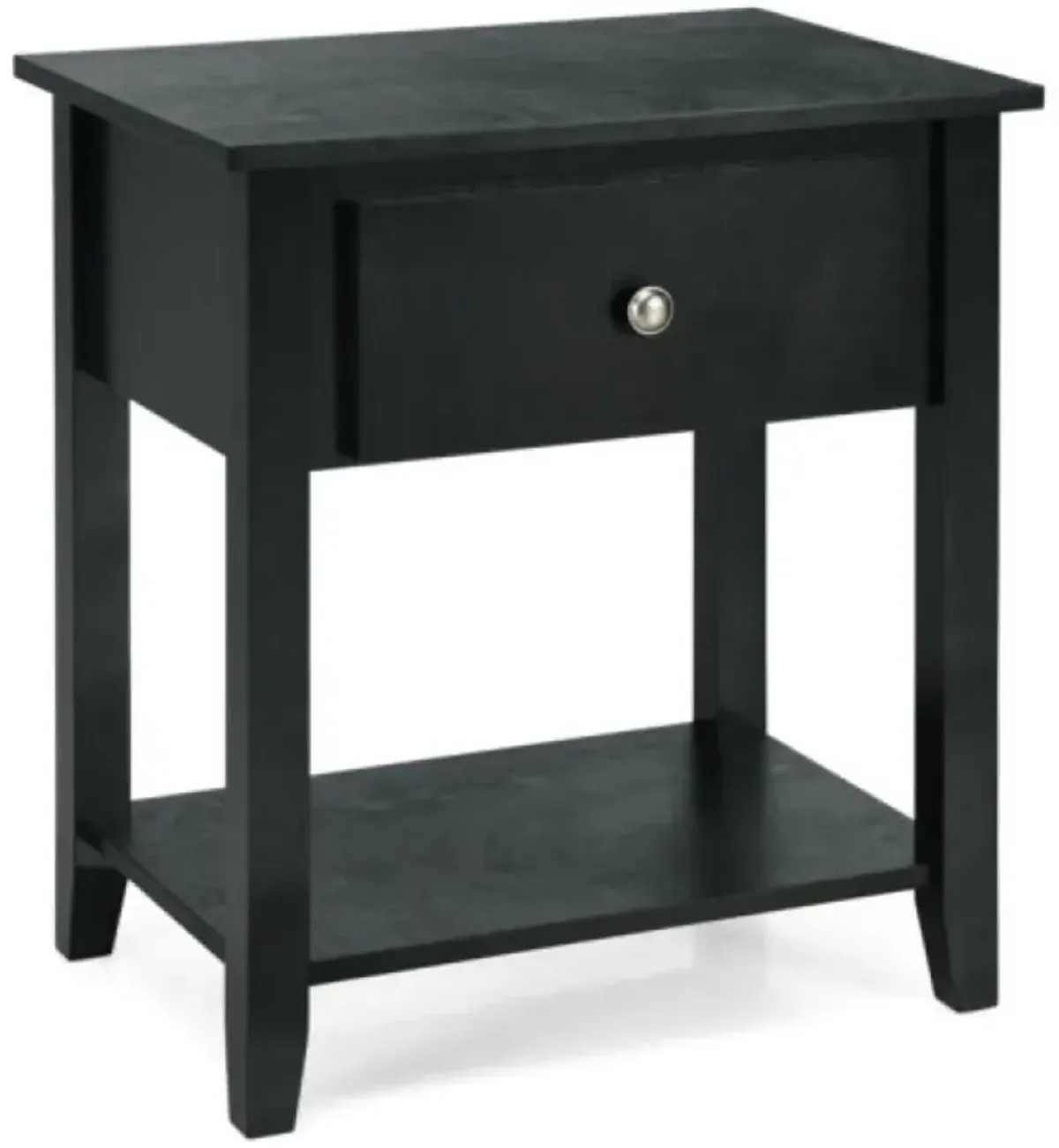 Hivvago Nightstand with Drawer and Storage Shelf for Bedroom Living Room