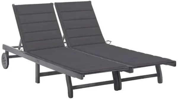 Sunlounger Grey Solid Acacia Wood, 100% Polyester Fabric