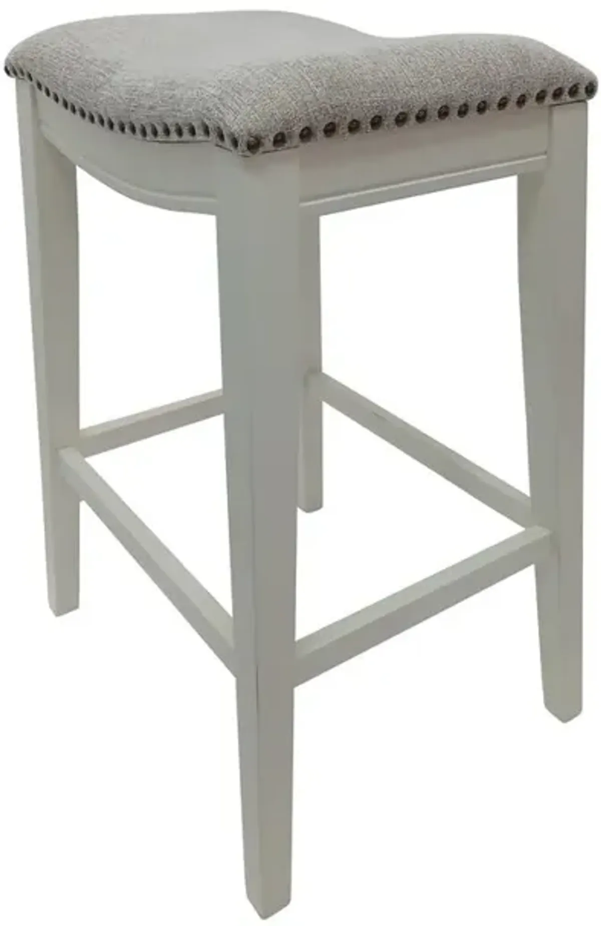 Carolina Living 30 Saddle Barstool - Set of 2 - Missouri White - Fawn Chenille Upholstery