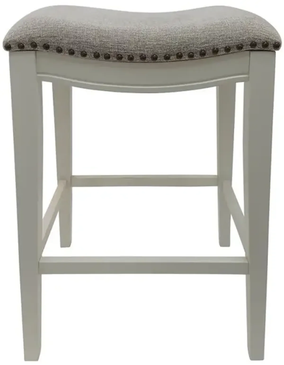 Carolina Living 30 Saddle Barstool - Set of 2 - Missouri White - Fawn Chenille Upholstery