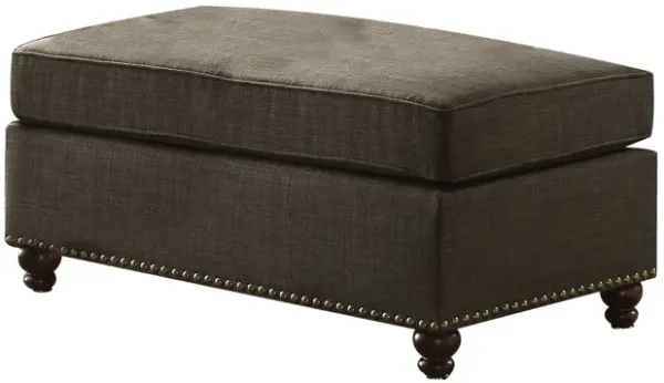 Ottoman with Fabric Upholstery and Nailhead Trim Details, Gray-Benzara