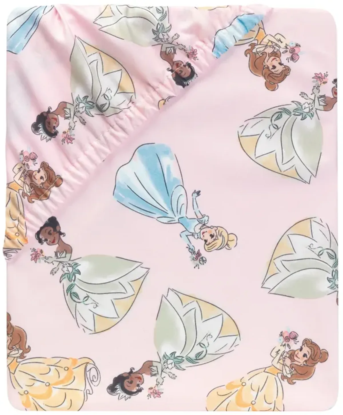 Lambs & Ivy Disney Princesses Pink Fitted Crib Sheet - Belle/Tiana/Cinderella