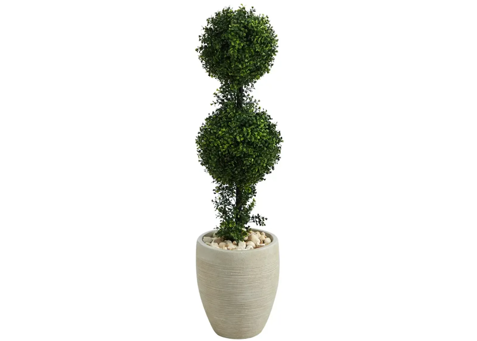 HomPlanti 3.5 Feet Boxwood Double Ball Topiary Artificial Tree in Sand Colored Planter (Indoor/Outdoor)