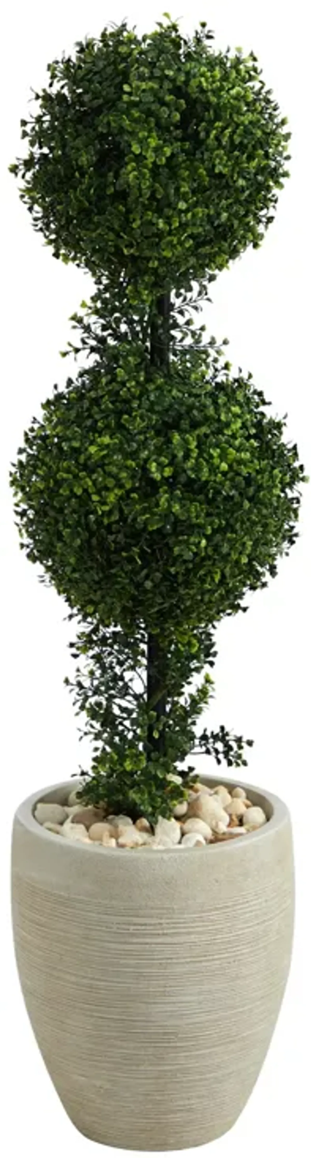 HomPlanti 3.5 Feet Boxwood Double Ball Topiary Artificial Tree in Sand Colored Planter (Indoor/Outdoor)