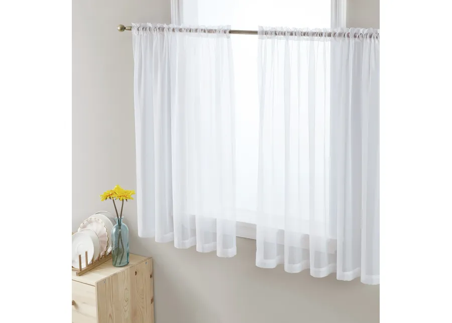 THD Essentials Sheer Voile Window Treatment Rod Pocket Curtain Panels Bedroom, Kitchen, Living Room - Set of 2