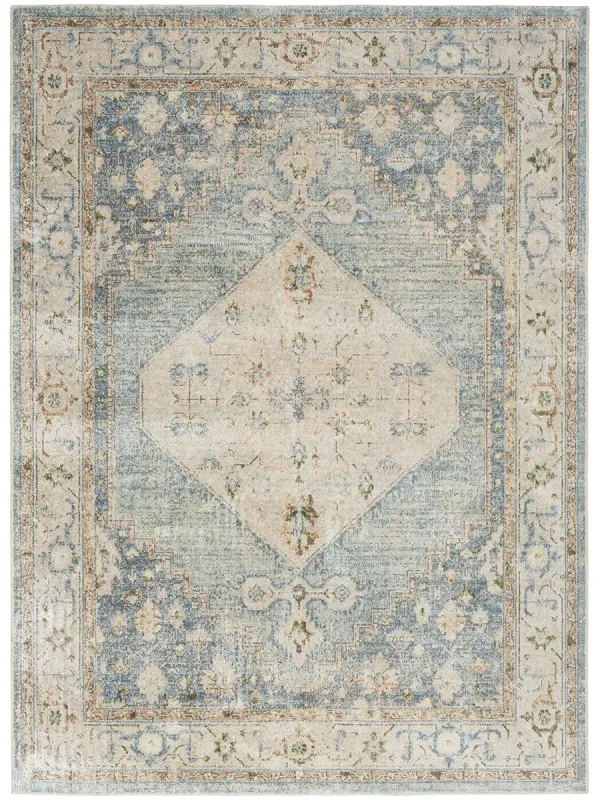 Astra Machine Washable ASW11 Silver/Blue 5'3" x 7' Rug