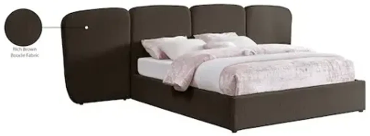 Meridian Furniture Shiloh Brown Boucle Fabric King Bed