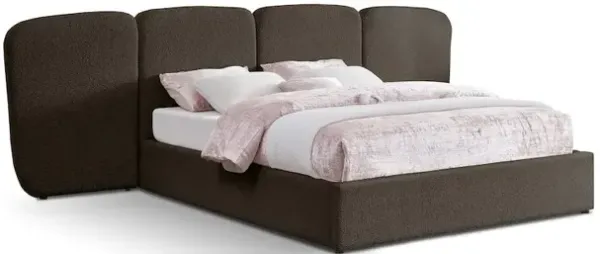 Meridian Furniture Shiloh Brown Boucle Fabric King Bed