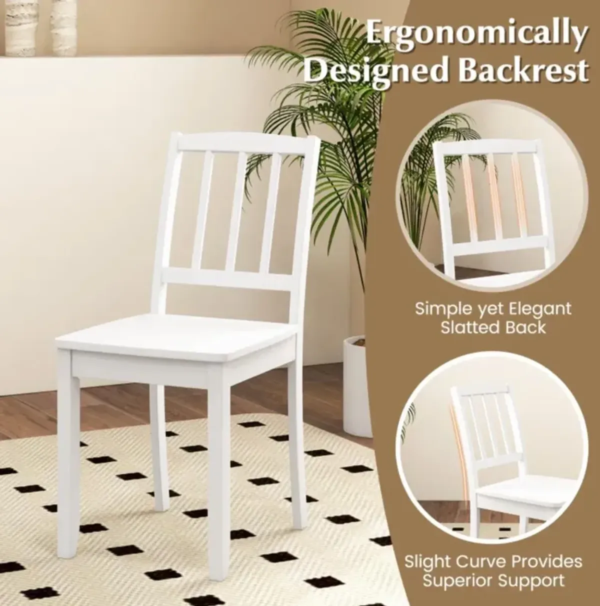 Hivvago Wood Dining Chair Set of 2 with Rubber Wood Legs