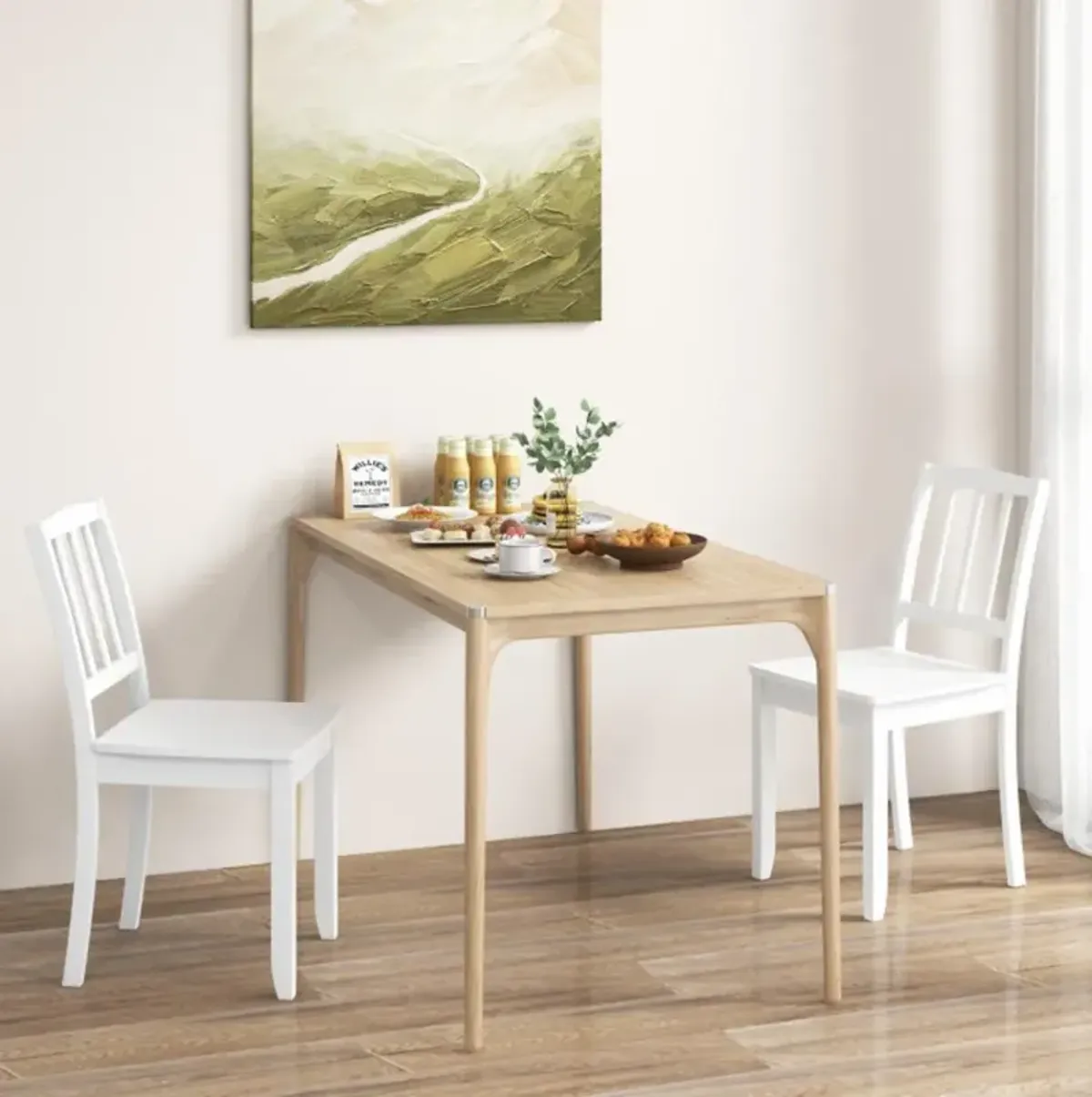 Hivvago Wood Dining Chair Set of 2 with Rubber Wood Legs