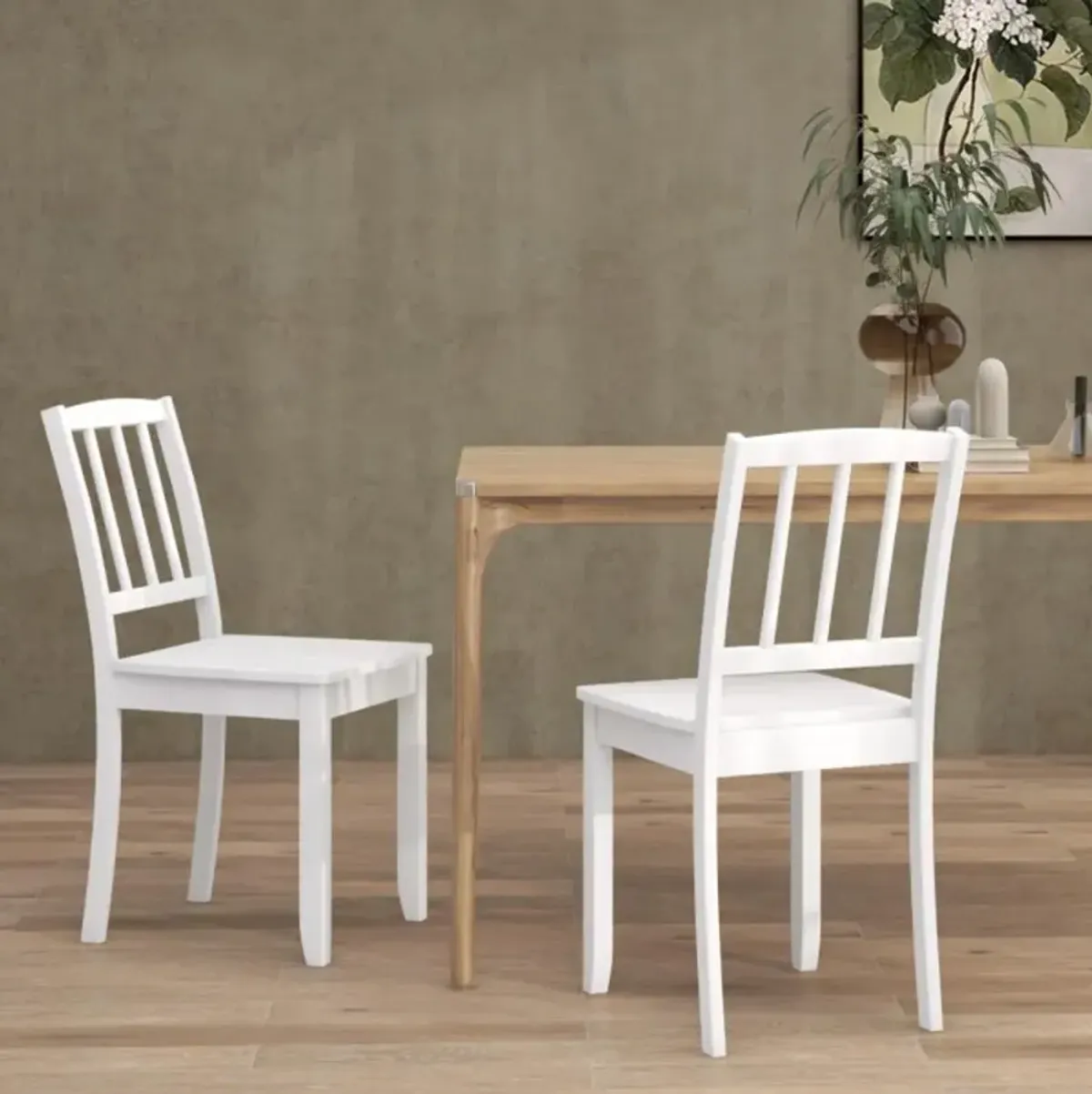 Hivvago Wood Dining Chair Set of 2 with Rubber Wood Legs