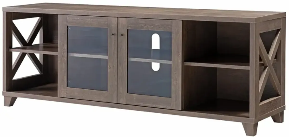 Hivvago Modern Rustic Walnut Oak TV Console Cabinet