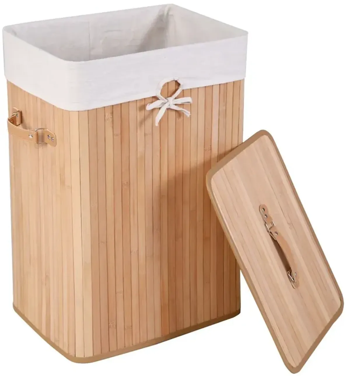 Rectangle Bamboo Hamper Laundry Basket Washing Cloth Bin Storage Bag Lid 3 color