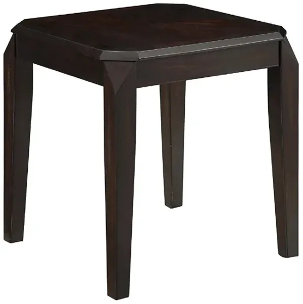 Solid Wooden End Table With Beveled Corners, Walnut Brown-Benzara