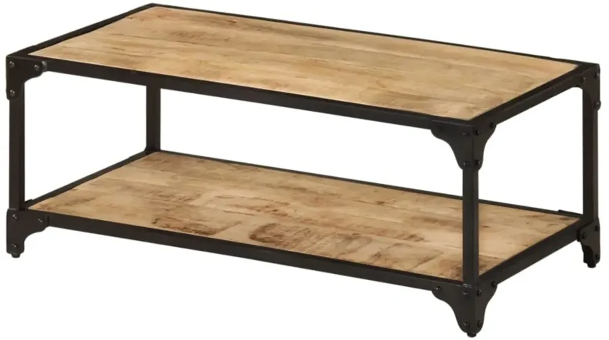 vidaXL Coffee Table 35.4"x17.7"x13.8" Solid Rough Mango Wood