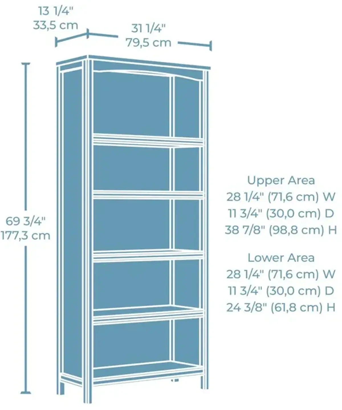 Sauder Woodburn 5 Shelf Bookcase Ww