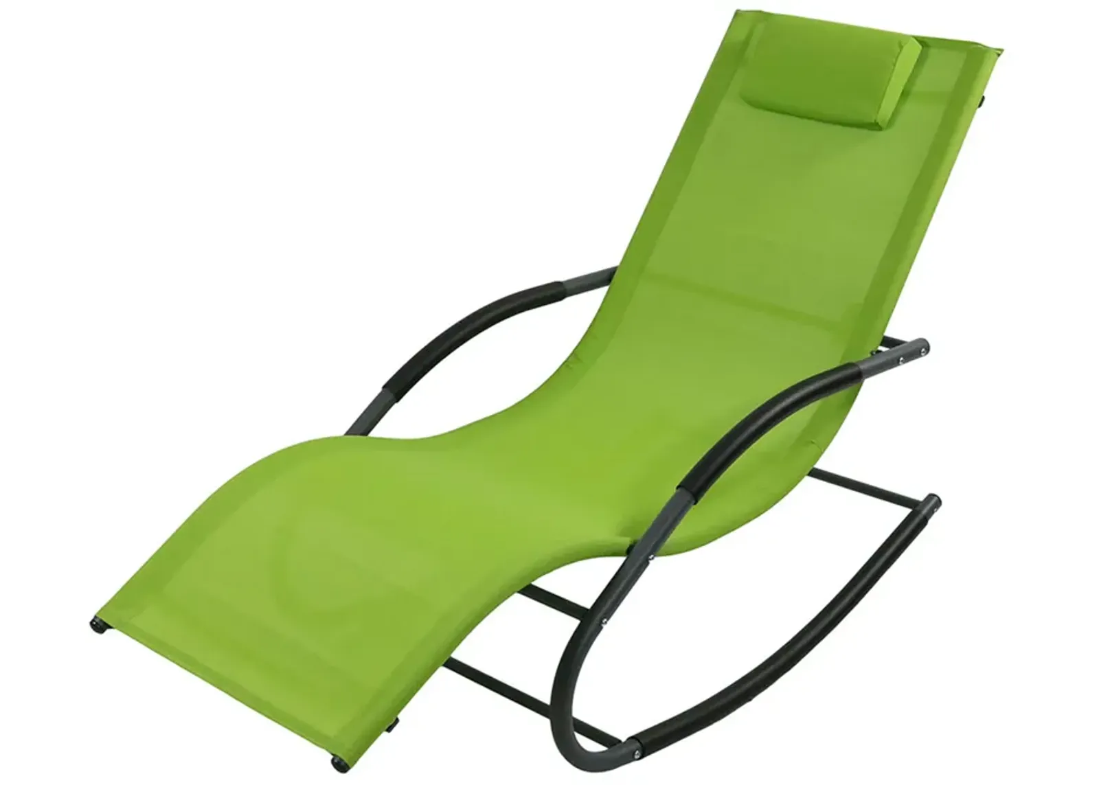 Sunnydaze Sling Outdoor Rocking Wave Lounger with Pillow - Green