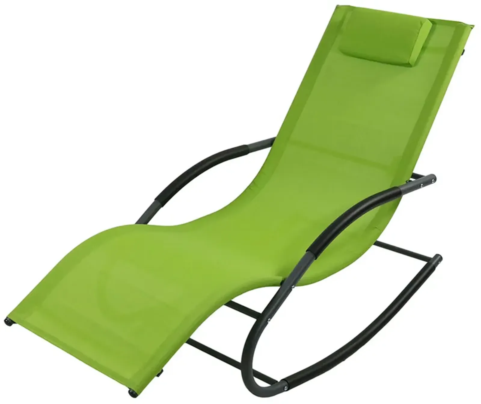 Sunnydaze Sling Outdoor Rocking Wave Lounger with Pillow - Green