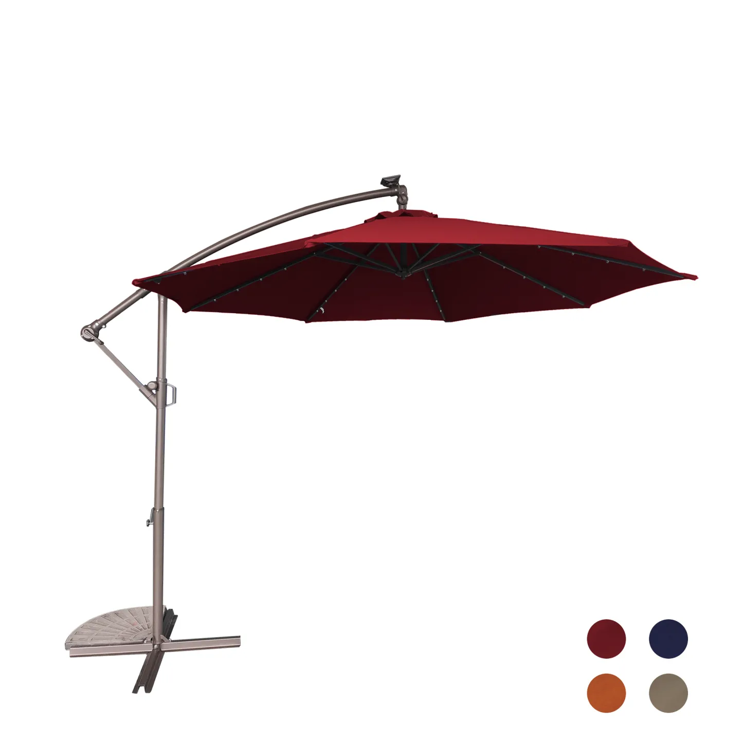 Mondawe 10 Ft Cantilever Patio Offset Umbrella Upgrade Crank Hanging Canopy Umbrella With LED Lamp Bead