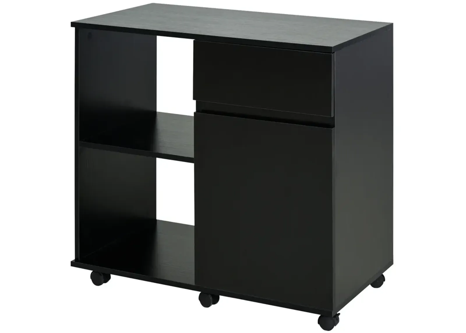 Black Office Assistant: File Cabinet/Printer Stand with Open Shelves