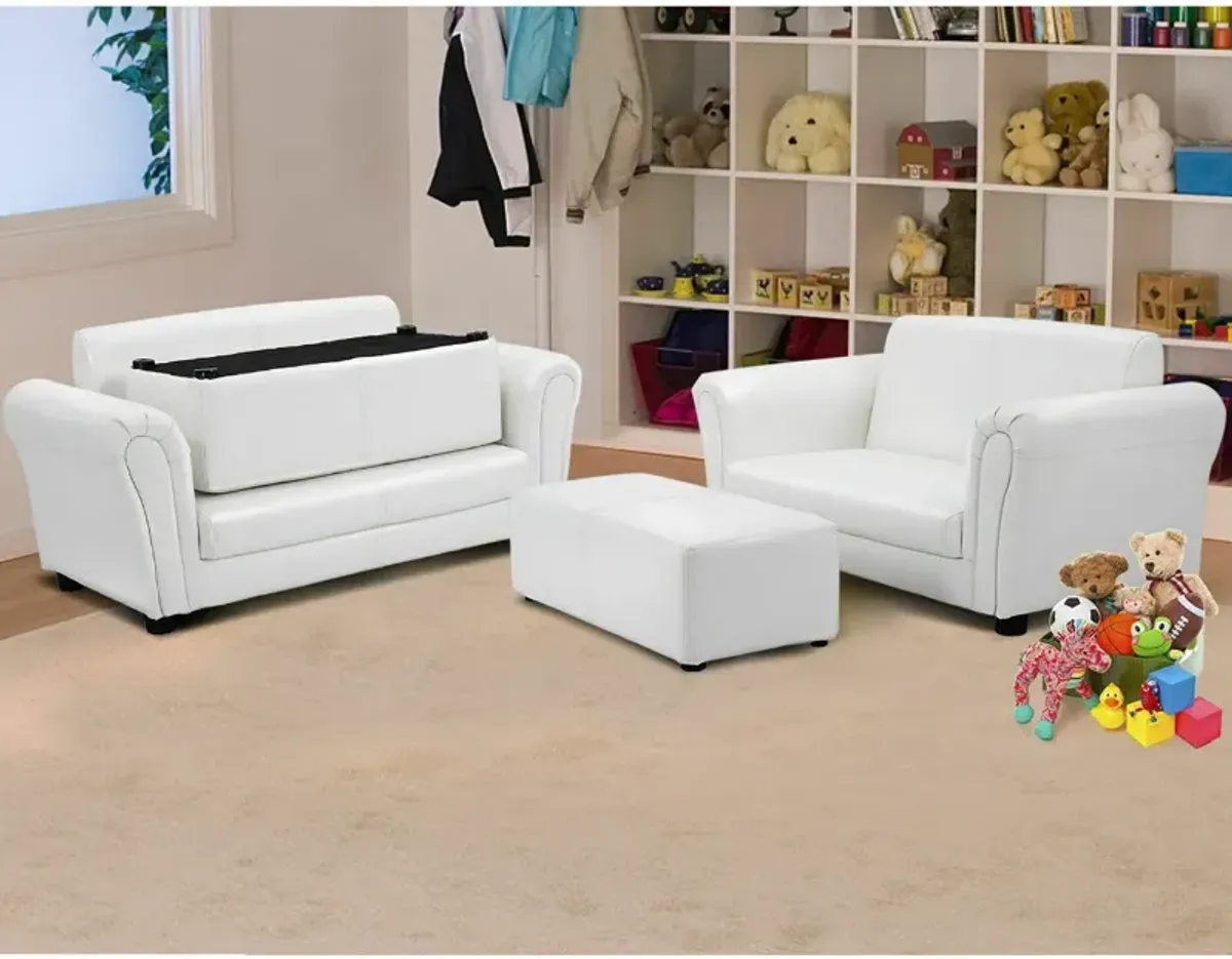 Soft Kids Double Sofa with Ottoman