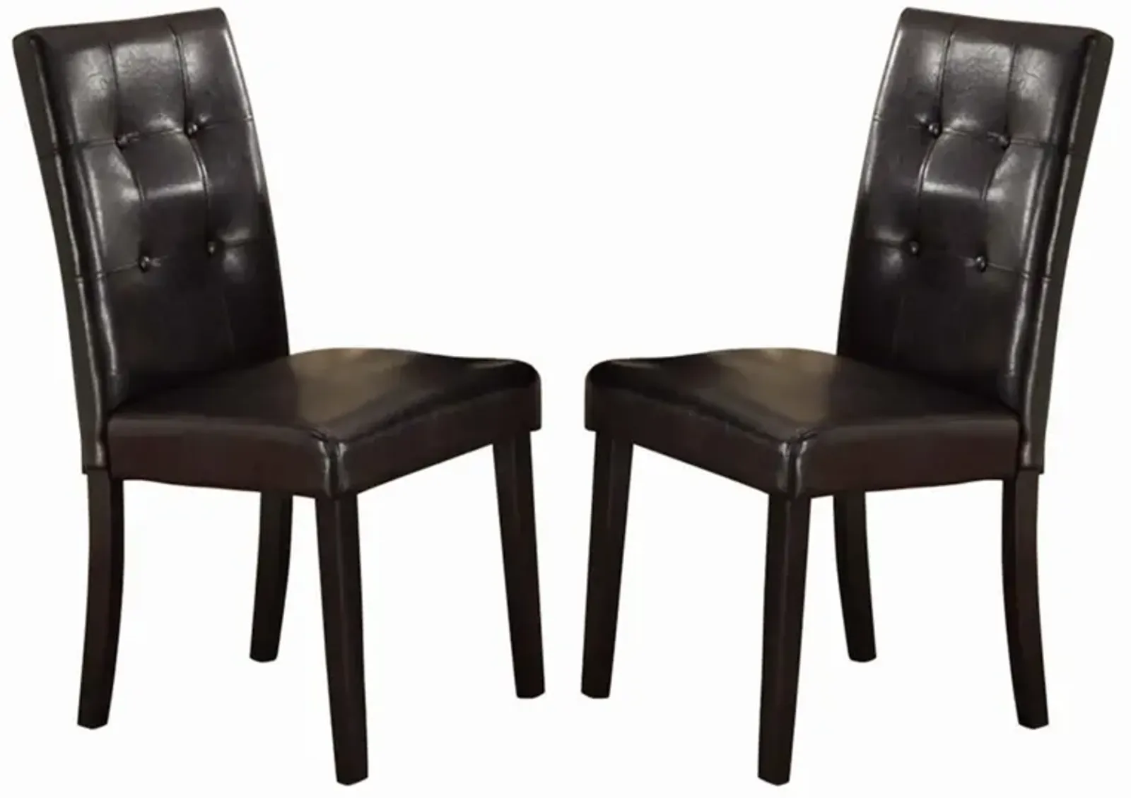 Faux Leather Dining Side Chair In Pine, Set Of 2, Dark Brown-Benzara