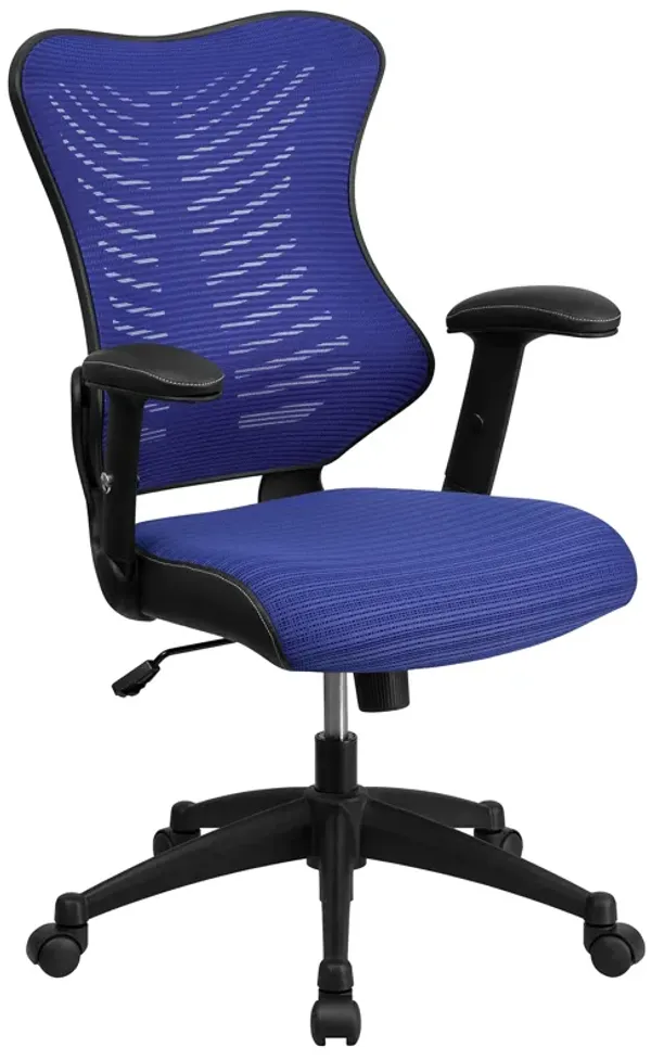 Flash Furniture Kale High Back Designer Blue Mesh Executive Swivel Ergonomic Office Chair with Adjustable Arms