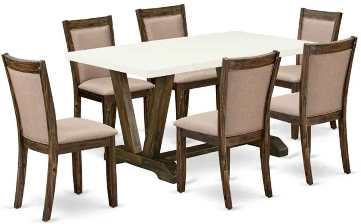 East West Furniture V726MZ716-7 7Pc Kitchen Set - Rectangular Table and 6 Parson Chairs - Multi-Color Color