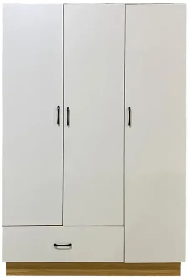 Armoire Wardrobe Closet, Bedroom Armoires with Hanging Rod, 3 Doors and 3 Storage Cabinets, Wardrobe Closet with Drawer,White