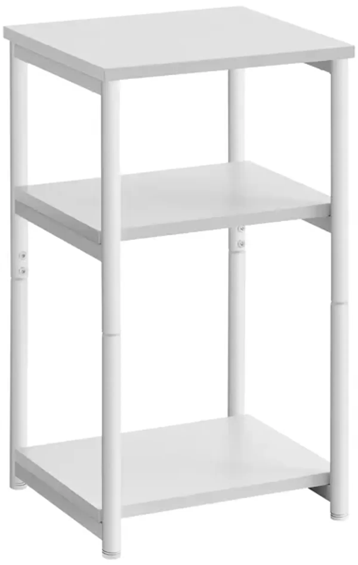 Tall Slim Side Table with Storage Shelves and Steel Frame for Living Room or Bedroom`