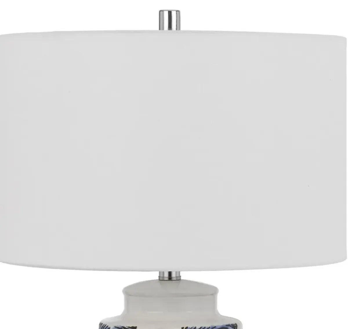 27 Inch Coastal Ceramic Table Lamp, Dimmer, Sea Shells, Blue-Benzara