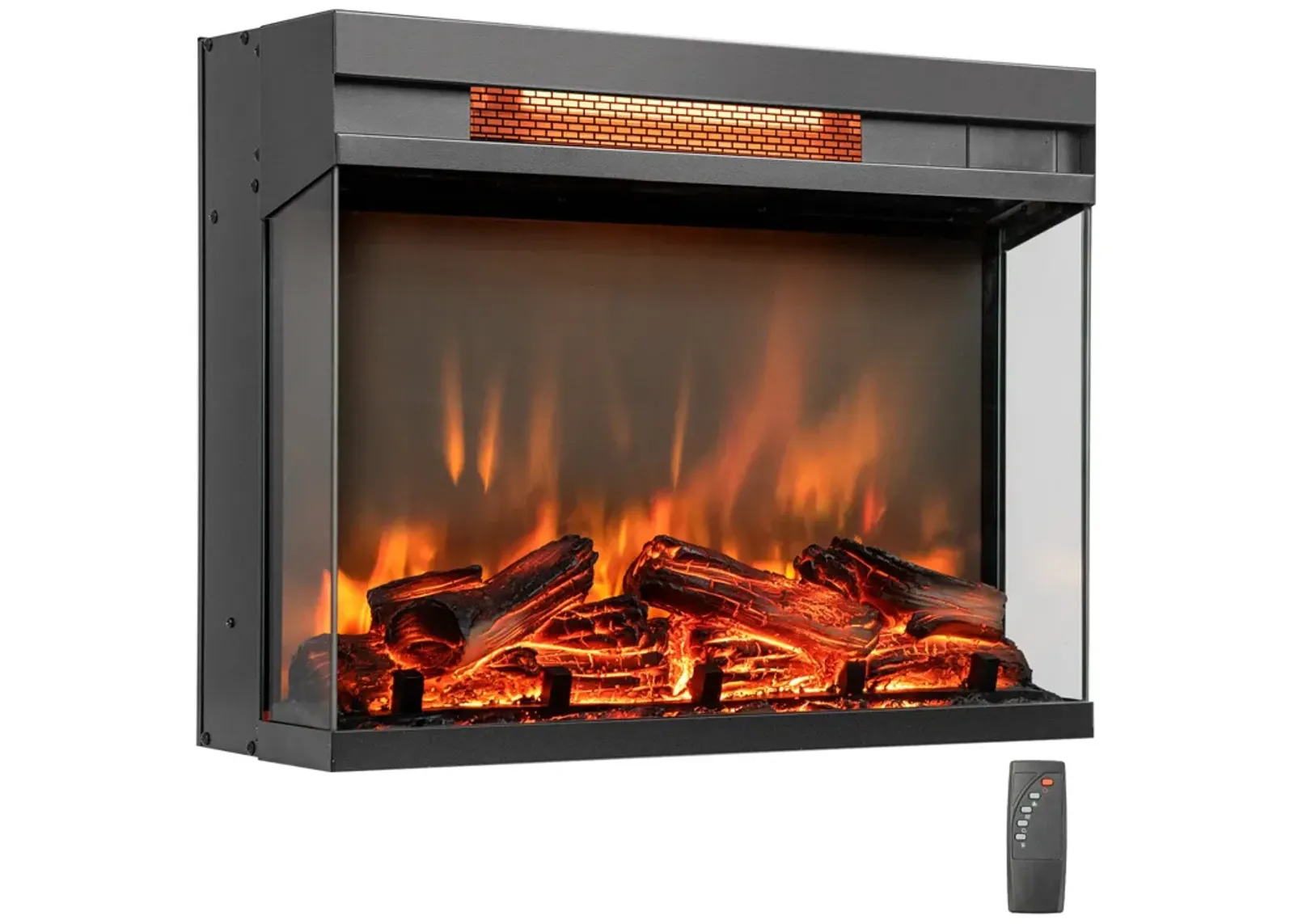 23-inch 3-Sided Electric Fireplace Insert with Remote Control-Black