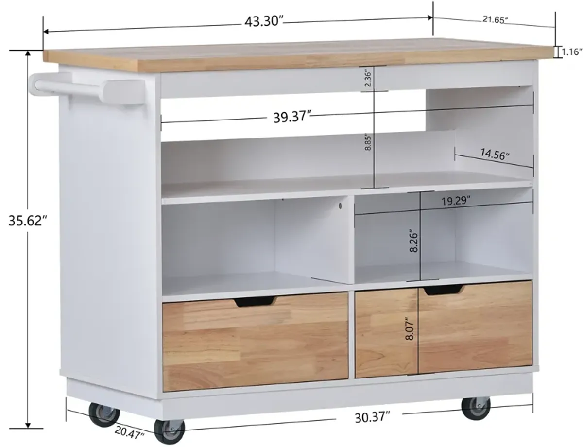 Merax Classic Two-sided Kitchen island Cart on Wheels