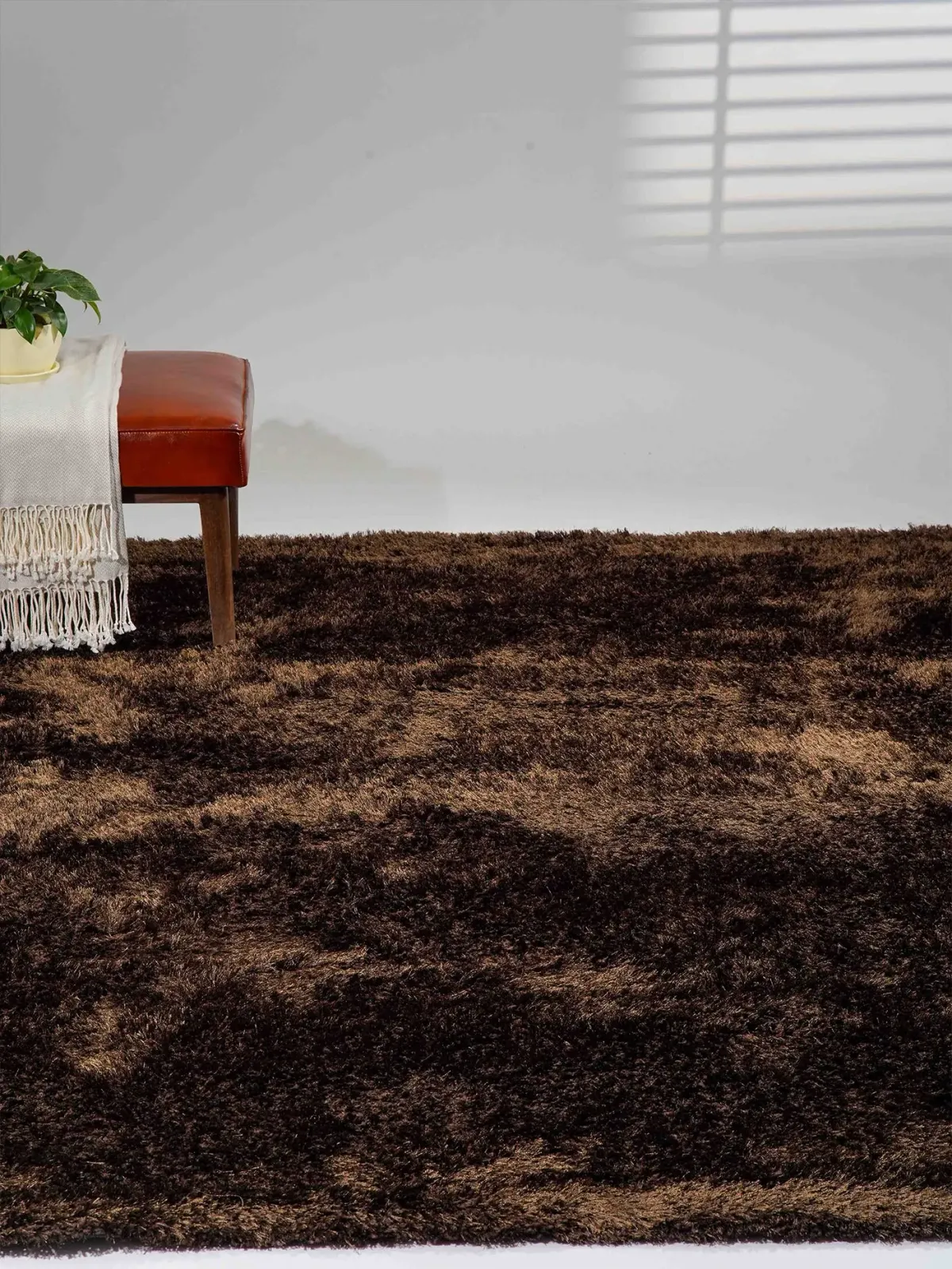 RUGSOTIC CARPETS HAND TUFTED SHAG POLYESTER ECO-FRIENDLY AREA RUGS  - 5'x8', Rectangle, Brown, Solid Plain Design, High Pile Thick Handmade Anti Skid Area Rugs for Living Room, Bed Room K00111
