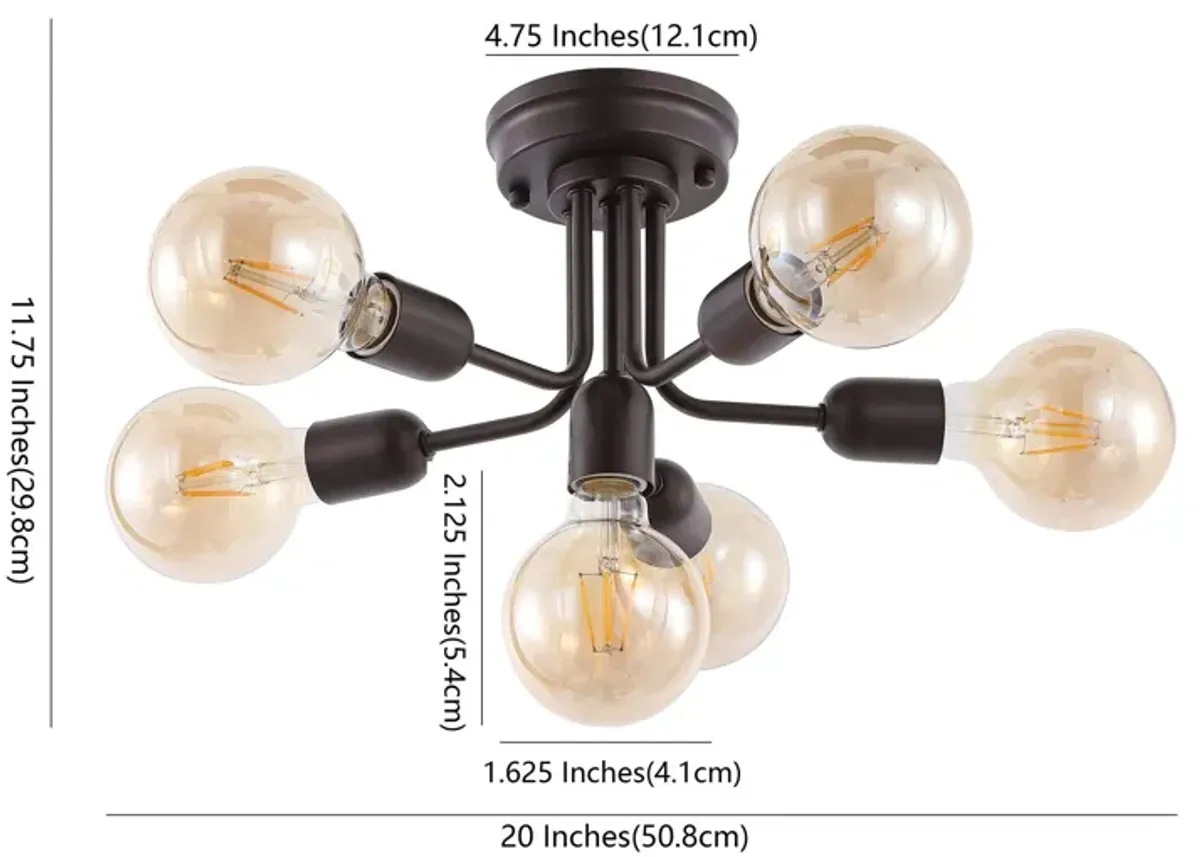 Marcel 6-Light Globe Farmhouse Modern Iron Bistro LED Semi Flush Mount