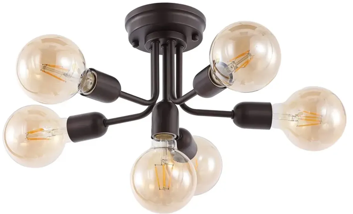 Marcel 6-Light Globe Farmhouse Modern Iron Bistro LED Semi Flush Mount