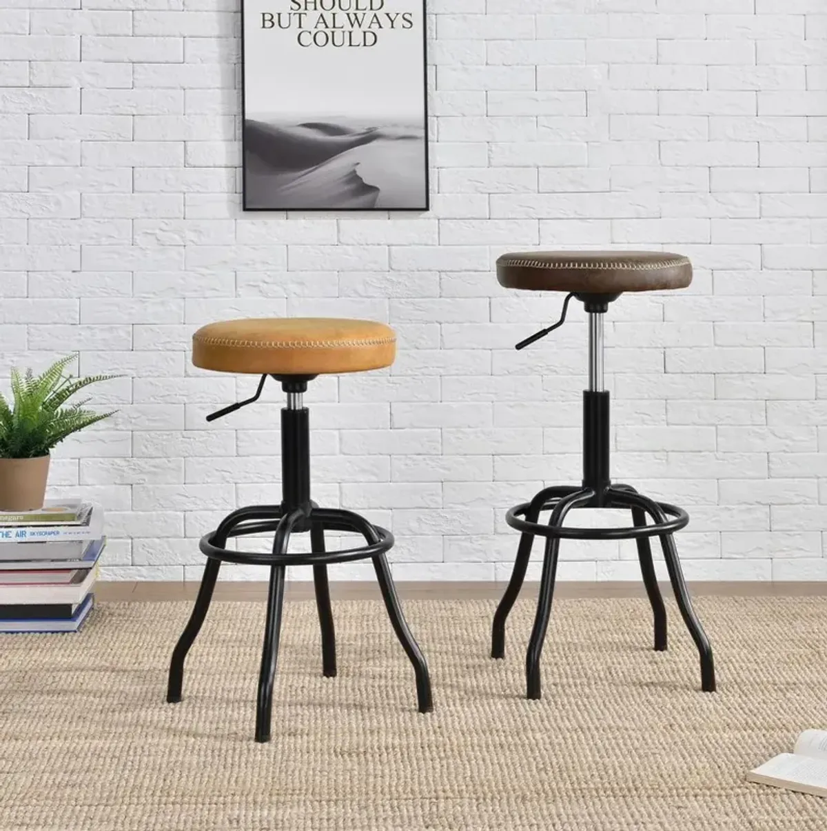 Eaton PU Leather Gaslift Backless Swivel Bar Stool