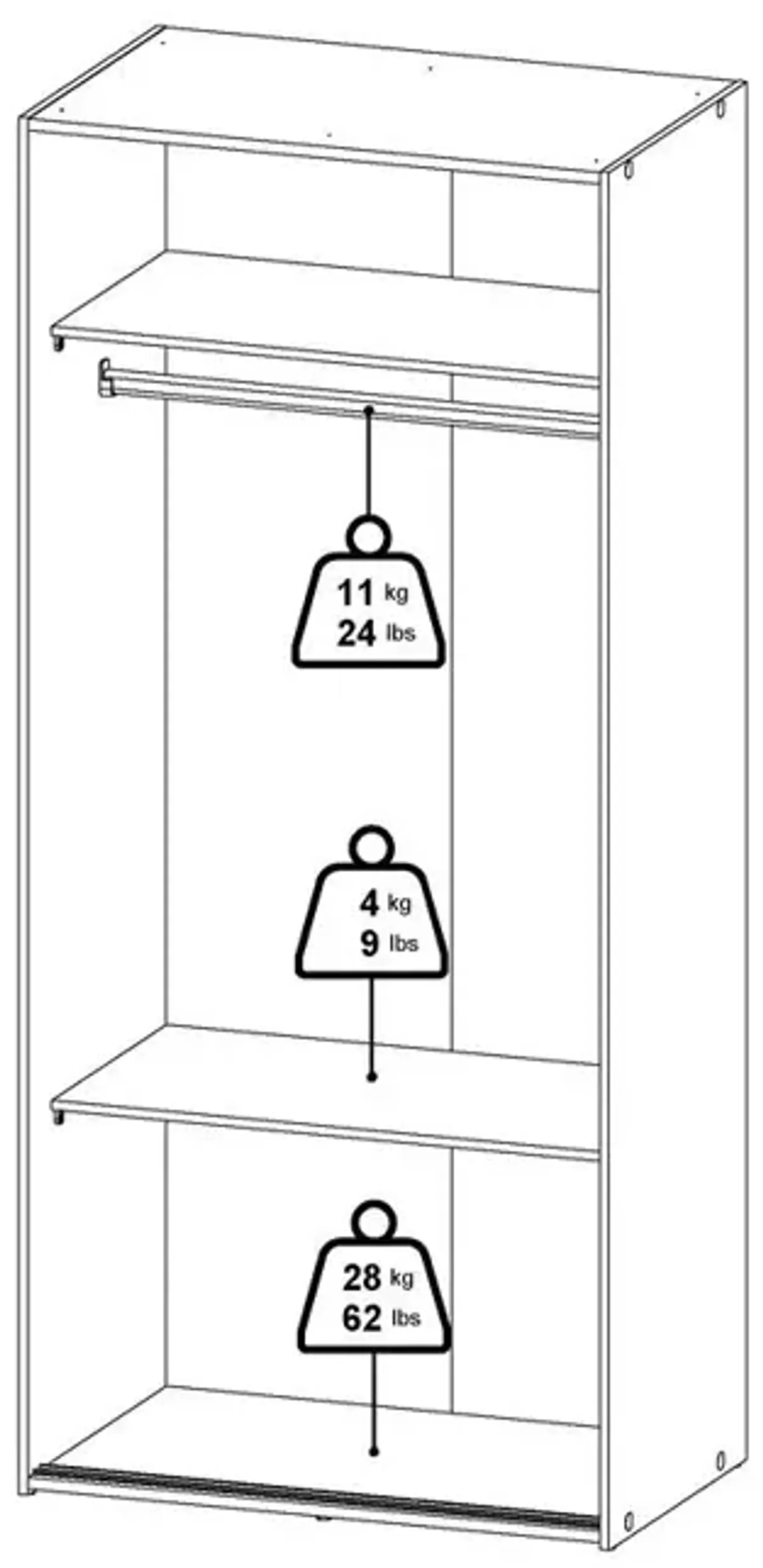 Tvilum Space Wardrobe with 2 Sliding Doors, White