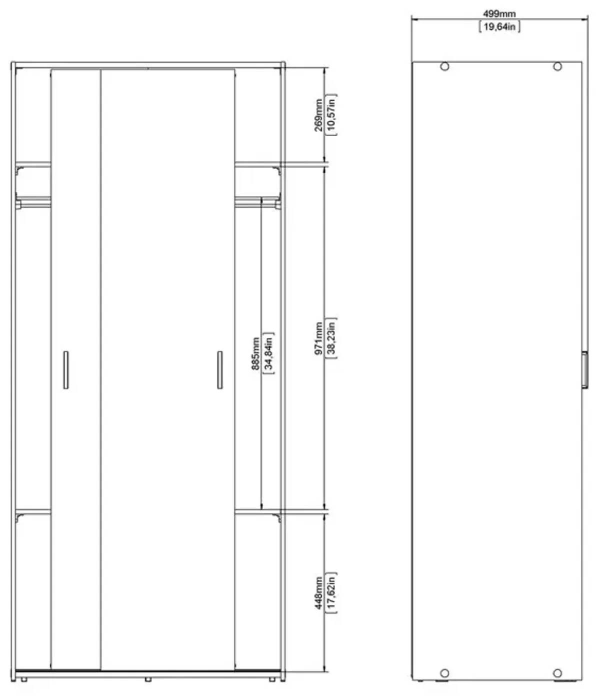 Tvilum Space Wardrobe with 2 Sliding Doors, White