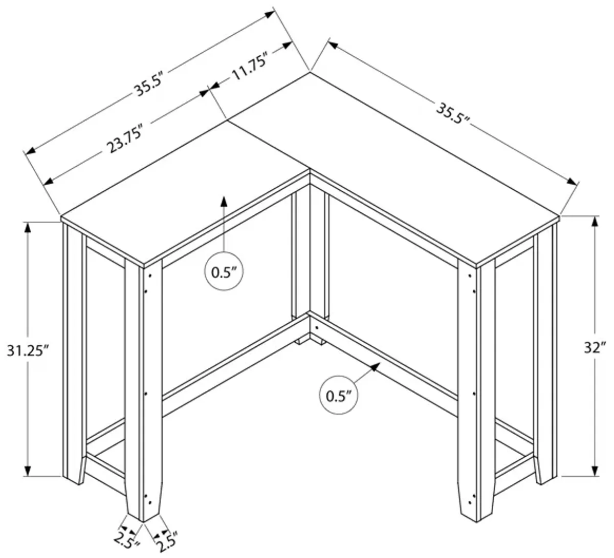 Monarch Specialties I 3658 Accent Table, Console, Entryway, Narrow, Corner, Living Room, Bedroom, Laminate, Grey, Contemporary, Modern