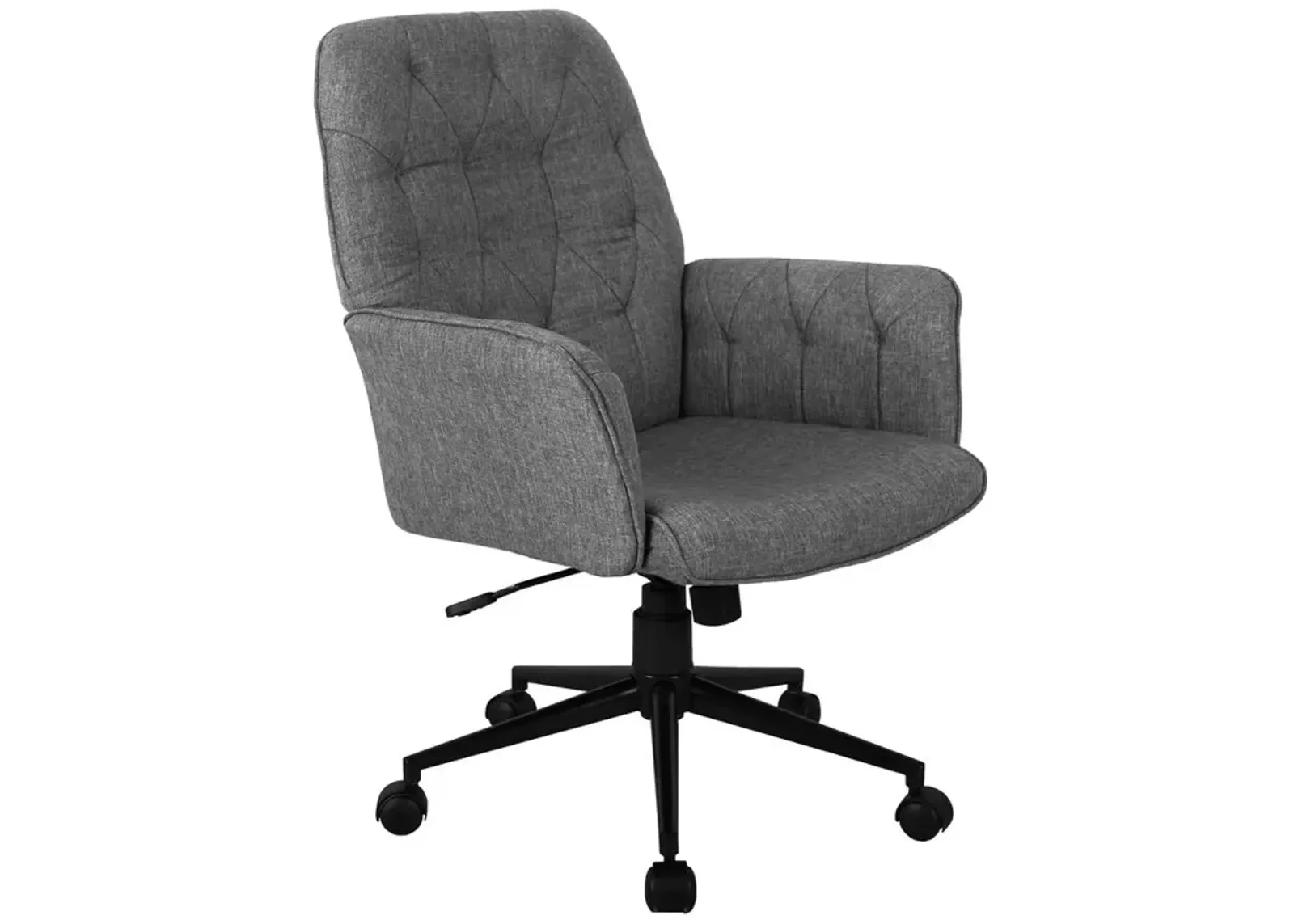 Techni Mobili Modern Upholstered Tufted Office Chair with Arms, Grey