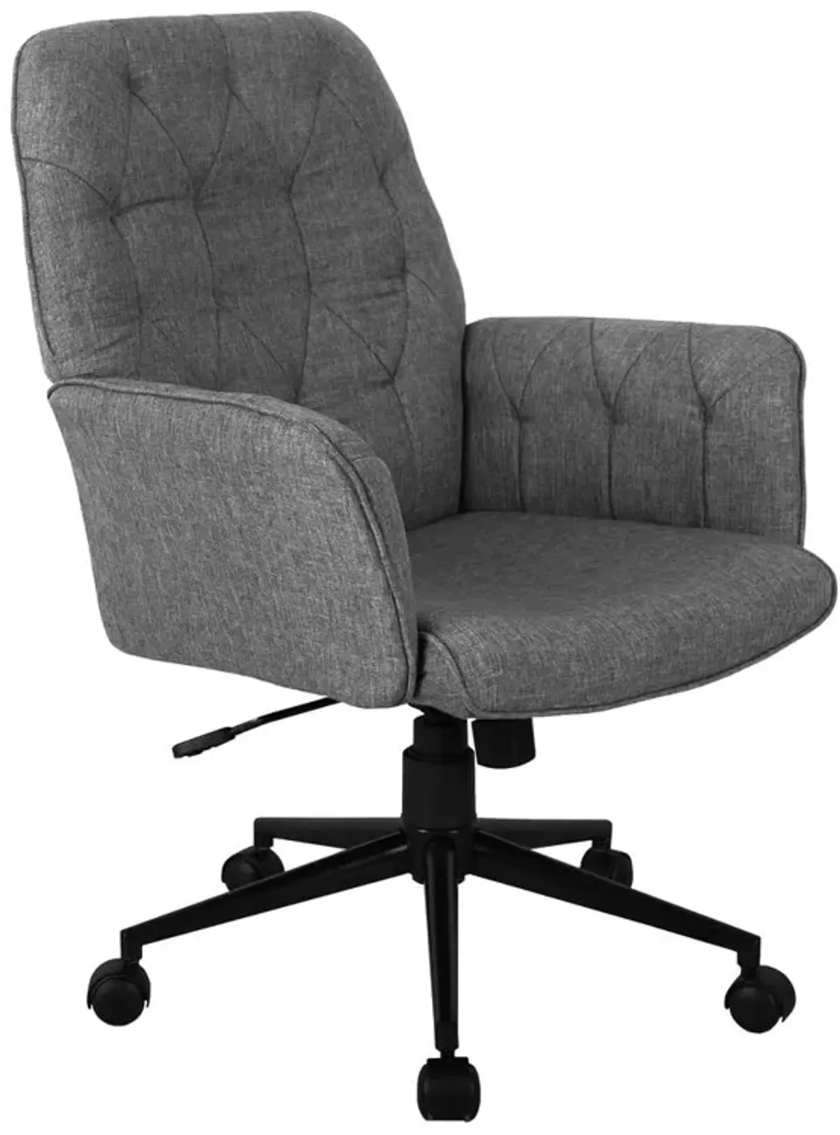 Techni Mobili Modern Upholstered Tufted Office Chair with Arms, Grey