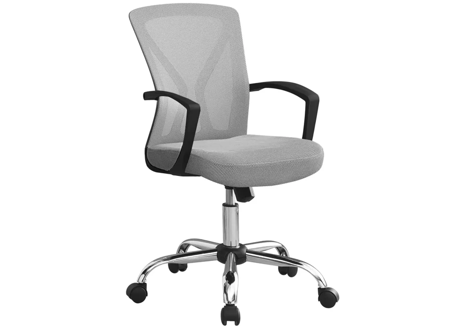 Monarch Specialties I 7461 Office Chair, Adjustable Height, Swivel, Ergonomic, Armrests, Computer Desk, Work, Metal, Fabric, Grey, Chrome, Contemporary, Modern