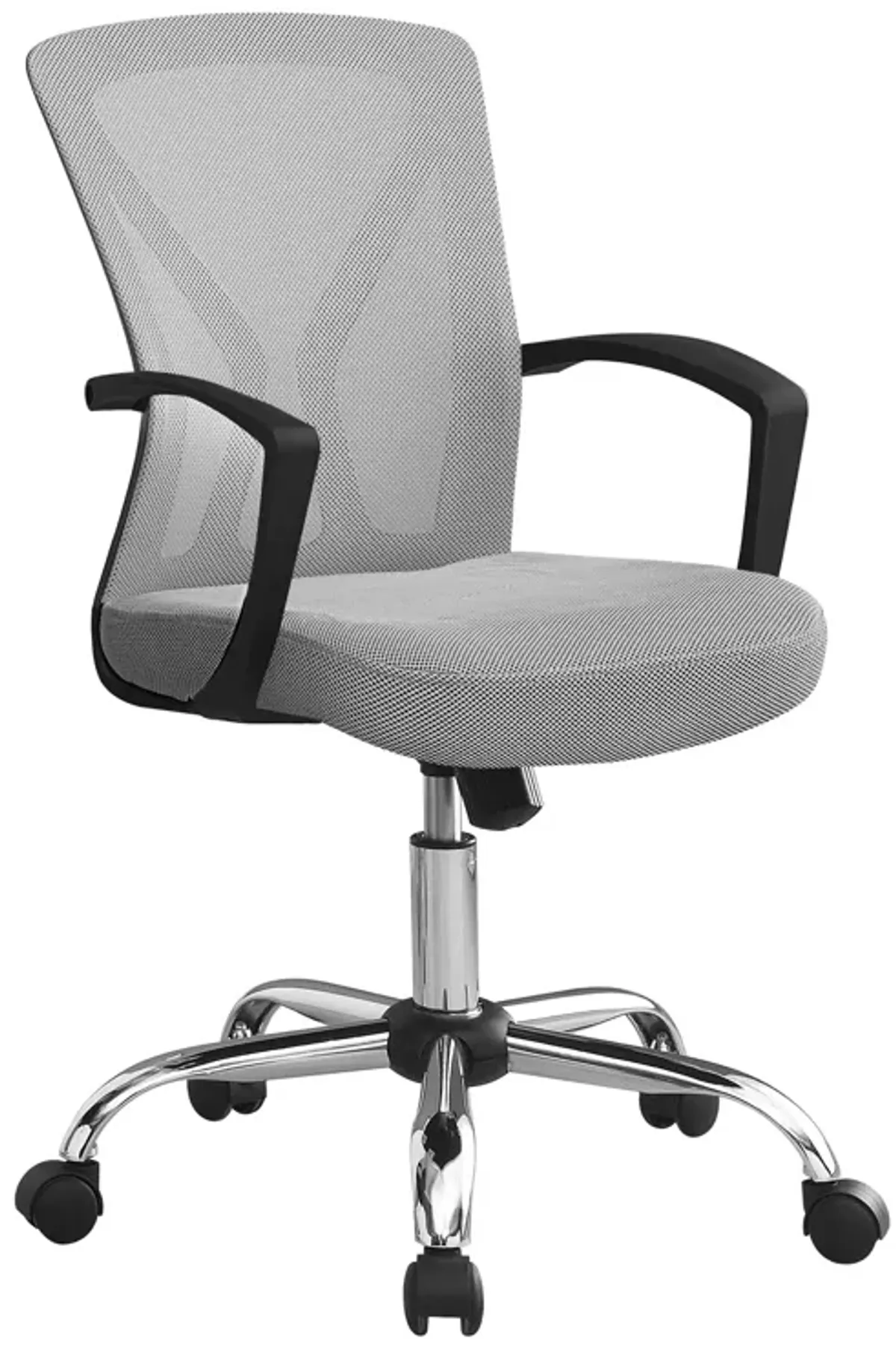 Monarch Specialties I 7461 Office Chair, Adjustable Height, Swivel, Ergonomic, Armrests, Computer Desk, Work, Metal, Fabric, Grey, Chrome, Contemporary, Modern