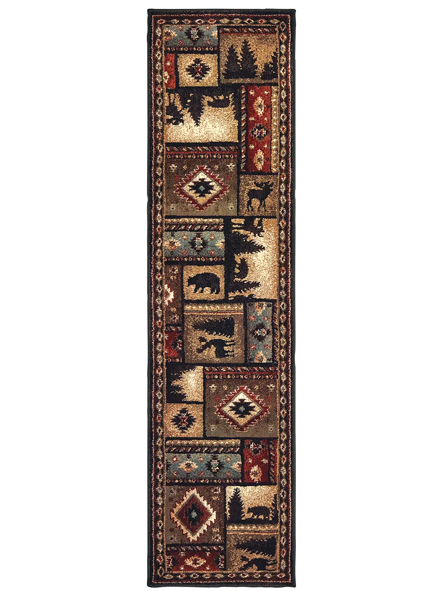 Woodlands 1'10" x 7'6" Black Rug